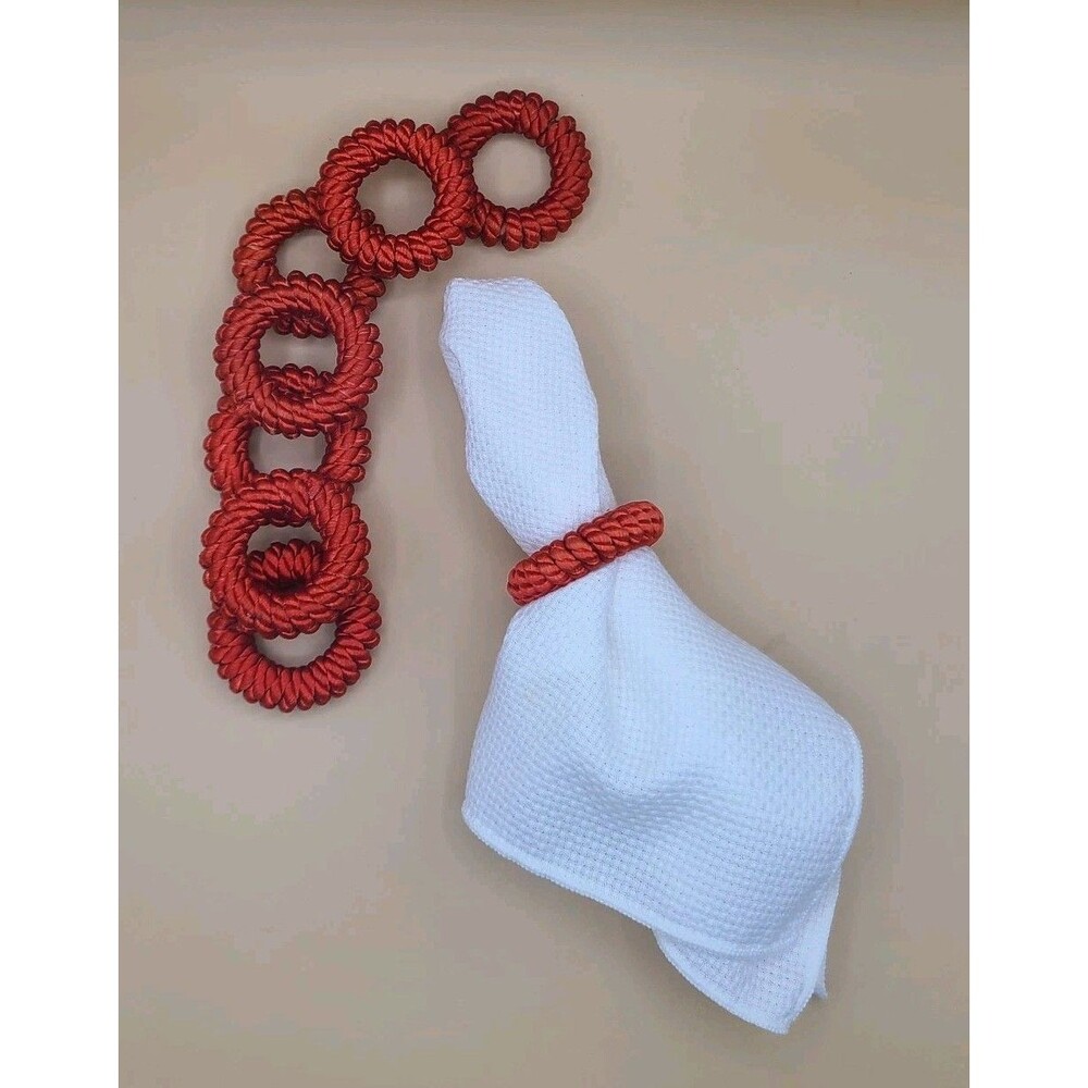 Napkin Rings Set of 8 Braided Silky Cord Red